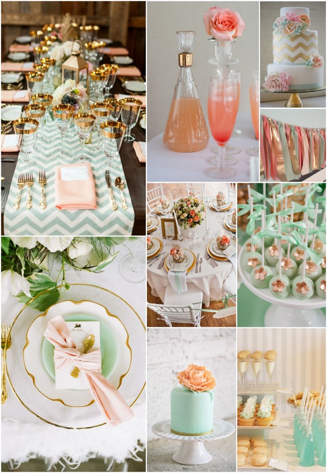 Mint, Peach and Gold Weddings- Inspiration Board by Weddings by Malissa Barbados